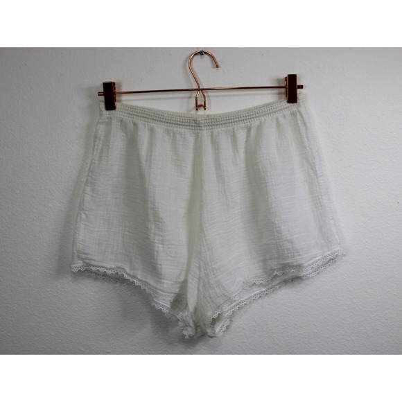 VTG 2 pc High Waisted Nightie Short Shorts & Top Pajama Lounge Set White Gauze L - Picture 6 of 16